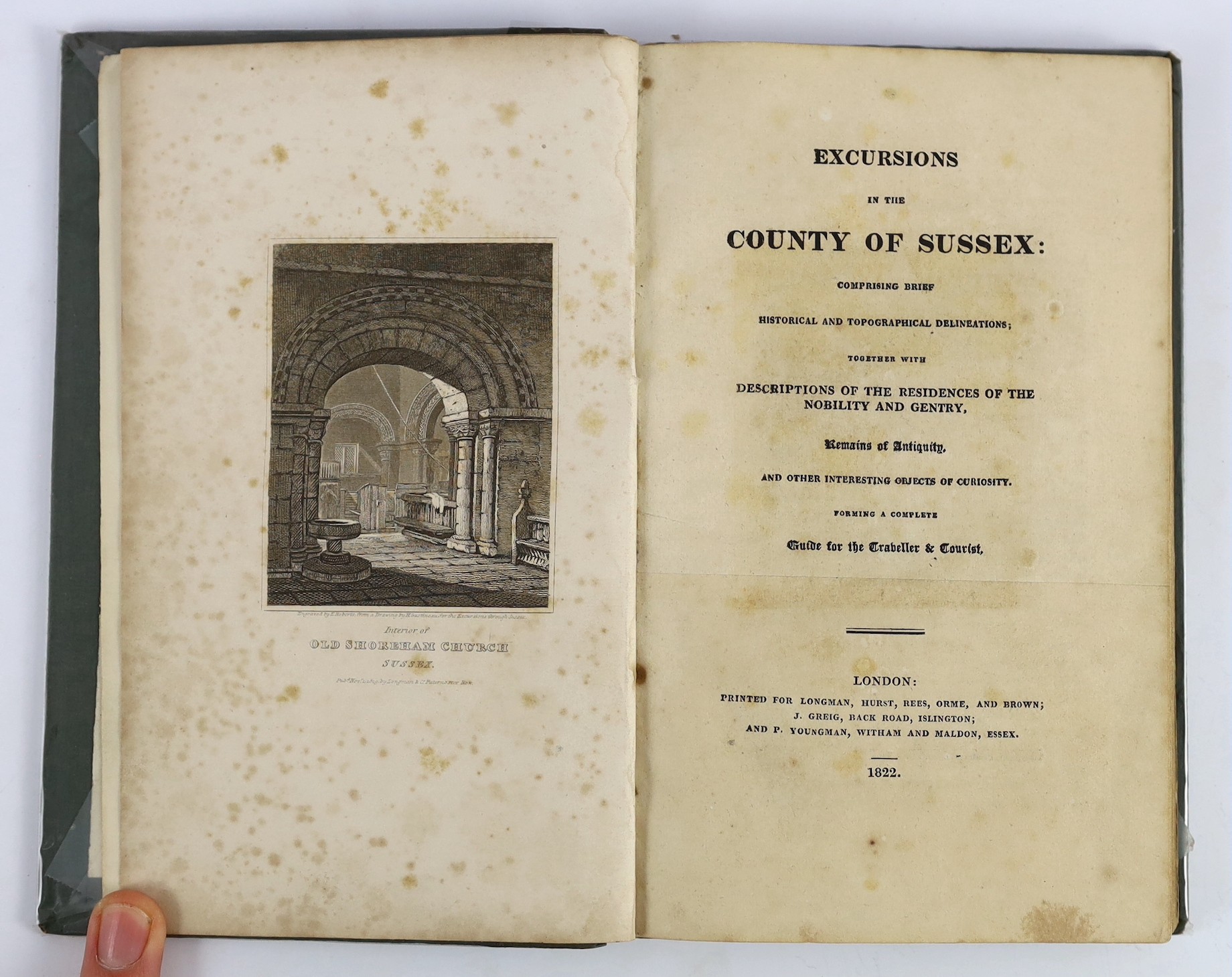 SUSSEX: Excursions in the County of Sussex ... forming a complete guide for the traveller and tourist ... pictorial engraved and printed titles, num. plates and a plan; old half calf and marbled boards (spine defective),